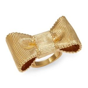 KATE SPADE Gold All Wrapped Up Bow Cocktail Statement Ring Size 6